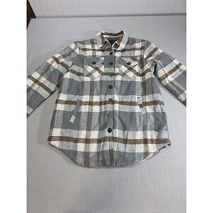 Flannel Shirt Jackets Quilted Lined Plaid Sz L